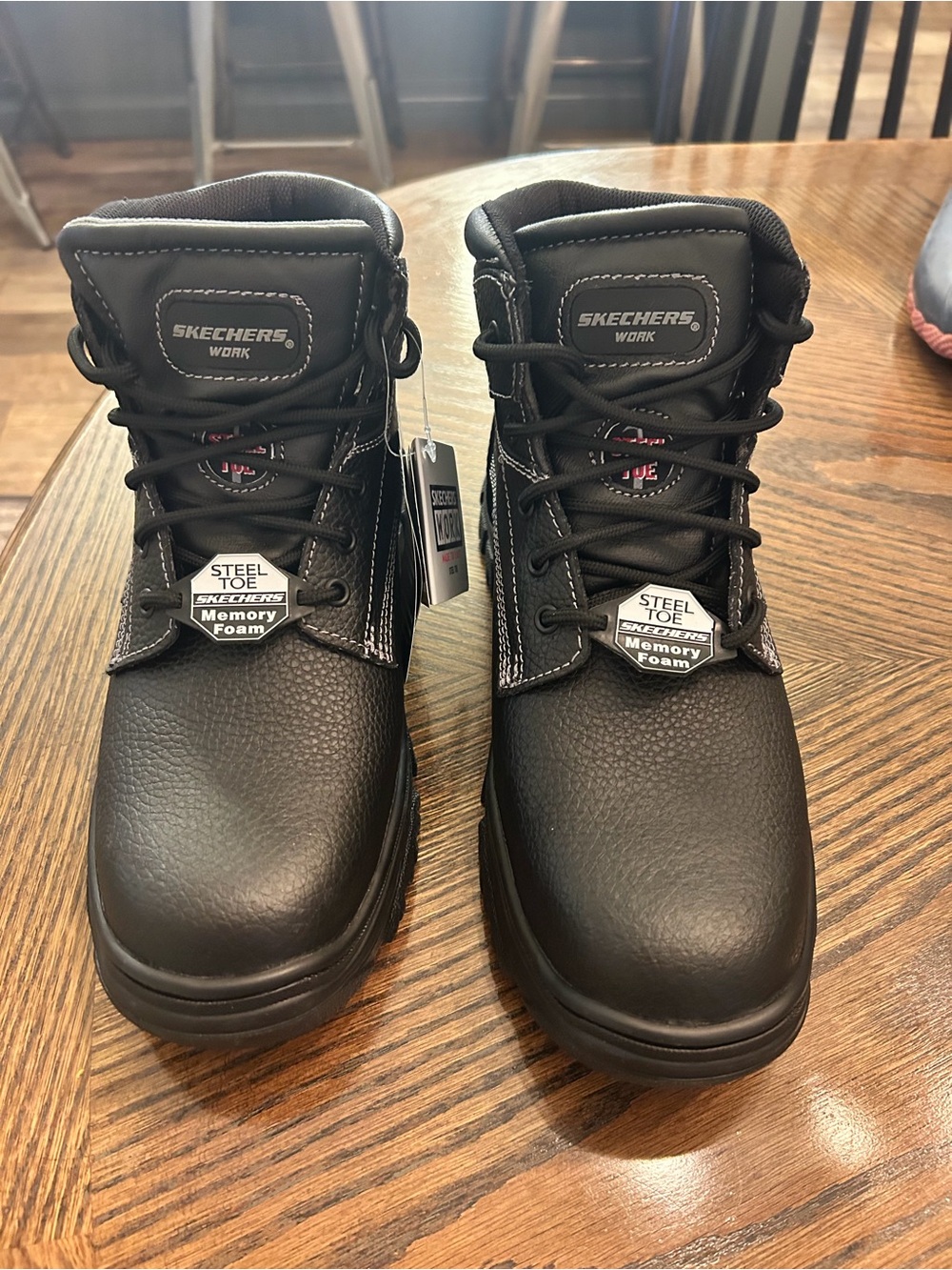 Skechers Work Men's Black Steel Toe Memory Foam Boots